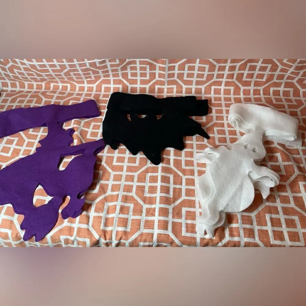 👻🎃👻 3 NEW! Halloween Decorative Felt Banners Ghost Bats & Witches